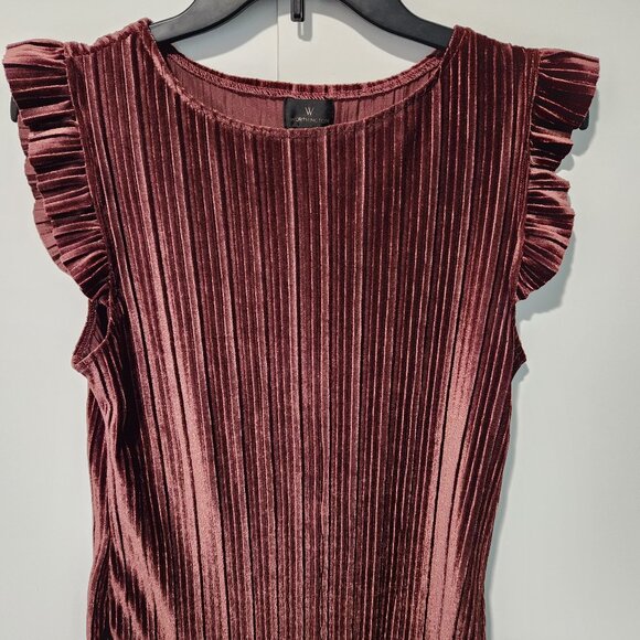 Worthington Tops - Worthington- New - Flutter Sleeve Burgundy Sleeveless Top- Velour- Medium